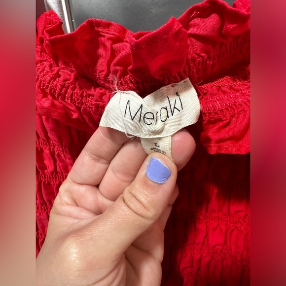 Meraki Smocked Red Top - Picture 3 of 7